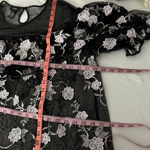 NEW $120 Alfani [ 2X ] Embroidered‎ Ruffle Illusion Top in Black Purple - Picture 3 of 12